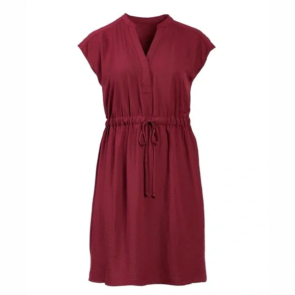 Sandra Darren | Dresses | Drawstring Wine Red Fitandflare Midi Dress | Poshmark Sandra Darren | Dresses | Drawstring Wine Red Fitandflare Midi Dress | Poshmark